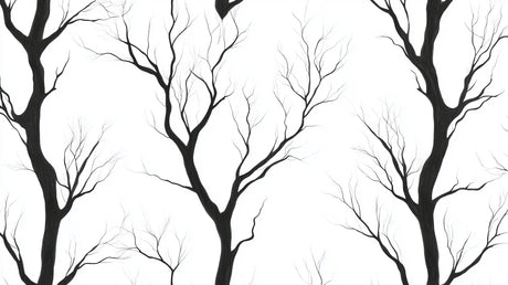 Black tree silhouette design file showing intricate branch pattern on white background