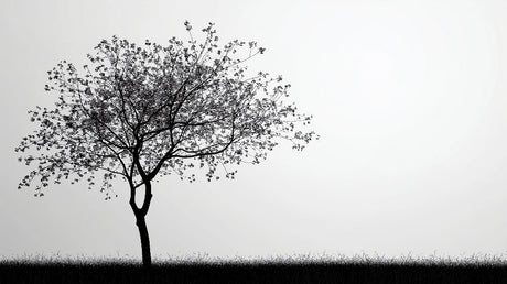 Minimalist black and white tree pattern design file showing intricate branch details