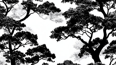 Black and white tree silhouette design file showing intricate branch pattern
