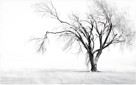 Black and white winter forest design file showing intricate tree branch details and pattern flow