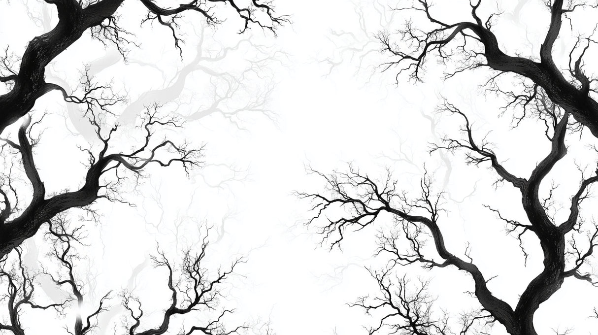 Black tree branches on white background design file showing intricate pattern detail
