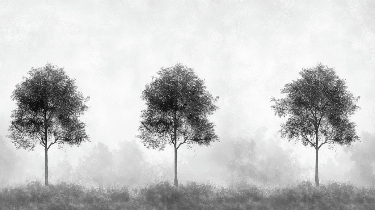 Design file showing detailed grey and black forest pattern with misty background effect