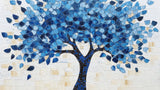 Mosaic blue tree design file showing detailed geometric leaf patterns and artistic composition