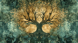 Tree of Life wallpaper design file showing intricate green and gold pattern details