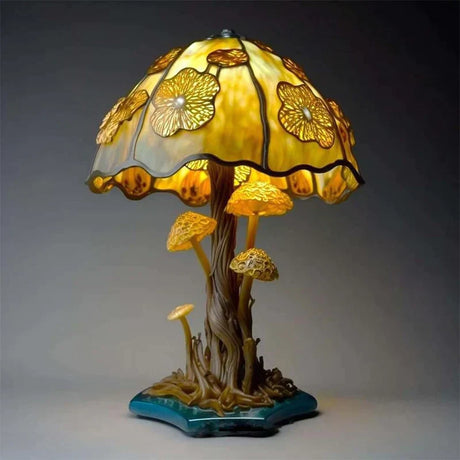 Stained Glass Table Lamp  Mushroom Floral Art Design - Product detail 6