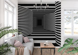 Palm garden mural with arch design in master bedroom creating depth