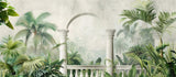 Design file showing detailed tropical arch pattern with classical columns and palm leaves