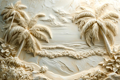 Tropical beach wallpaper design file showing detailed 3D relief pattern and texture
