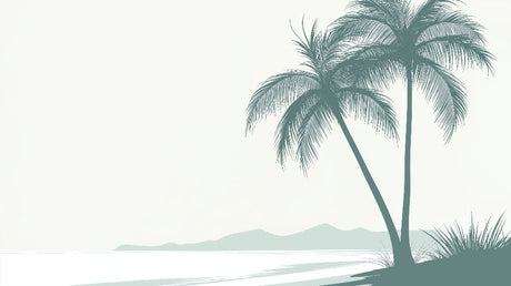 Tropical beach wallpaper design file showing detailed palm trees and ocean landscape pattern
