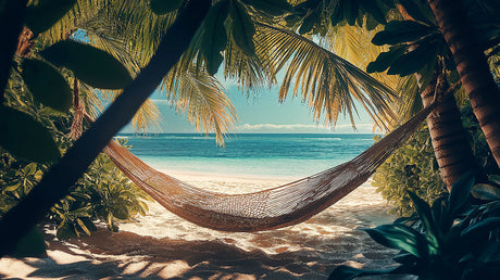 Tropical beach wallpaper design file showing detailed palm trees and hammock pattern