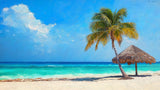 Beach paradise wallpaper design file showing detailed palm tree and turquoise ocean pattern