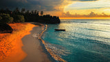 Beach paradise wallpaper design file showing detailed sunset colors and turquoise waters