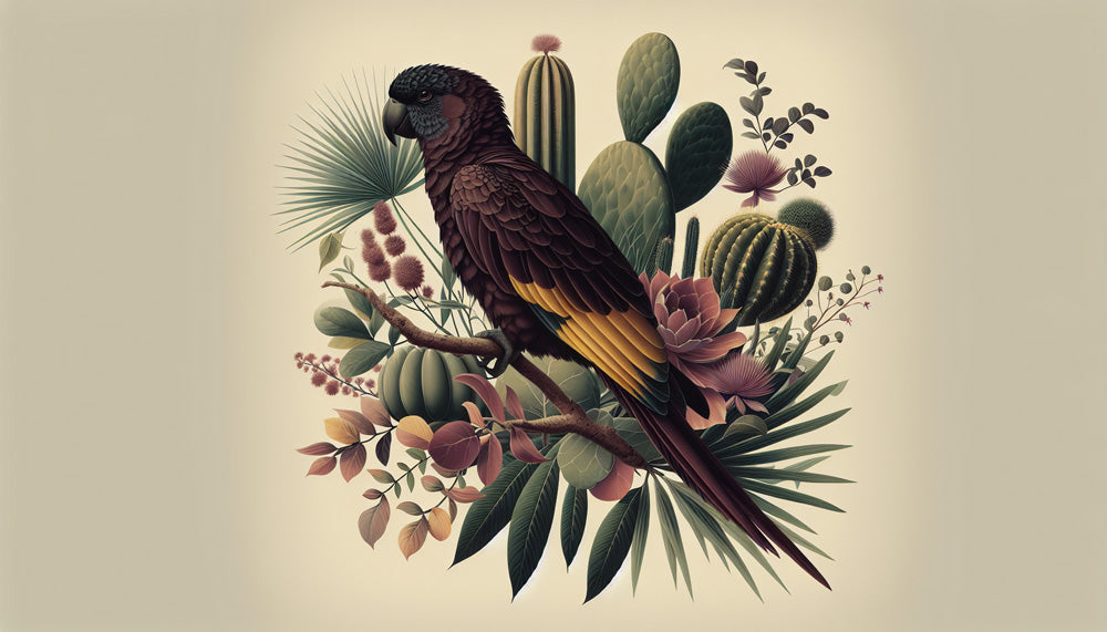 Desert parrot wallpaper design file showing detailed exotic bird and cactus pattern