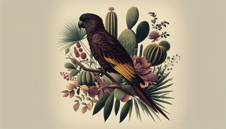 Desert parrot wallpaper design file showing detailed exotic bird and cactus pattern