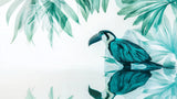Turquoise toucan and palm leaves design file showing intricate pattern details on white background
