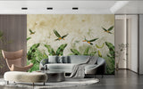Birds and leaves wallpaper transforming entrance hallway