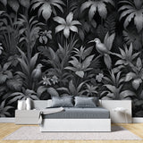 Tropical paradise mural making statement in contemporary hallway