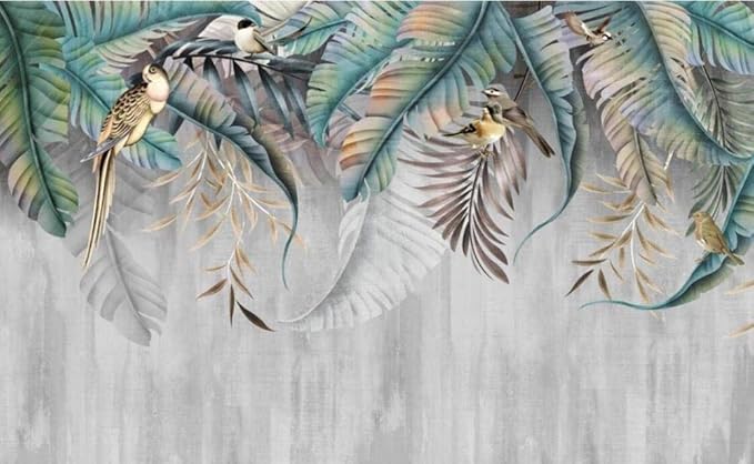 Tropical birds and exotic leaves design file showing intricate pattern details and color palette