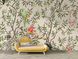 Tropical birds and parrots design file showing intricate pattern details on beige background