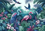 Flamingo paradise design file with exotic foliage pattern showing vibrant colors and detailed bird illustrations