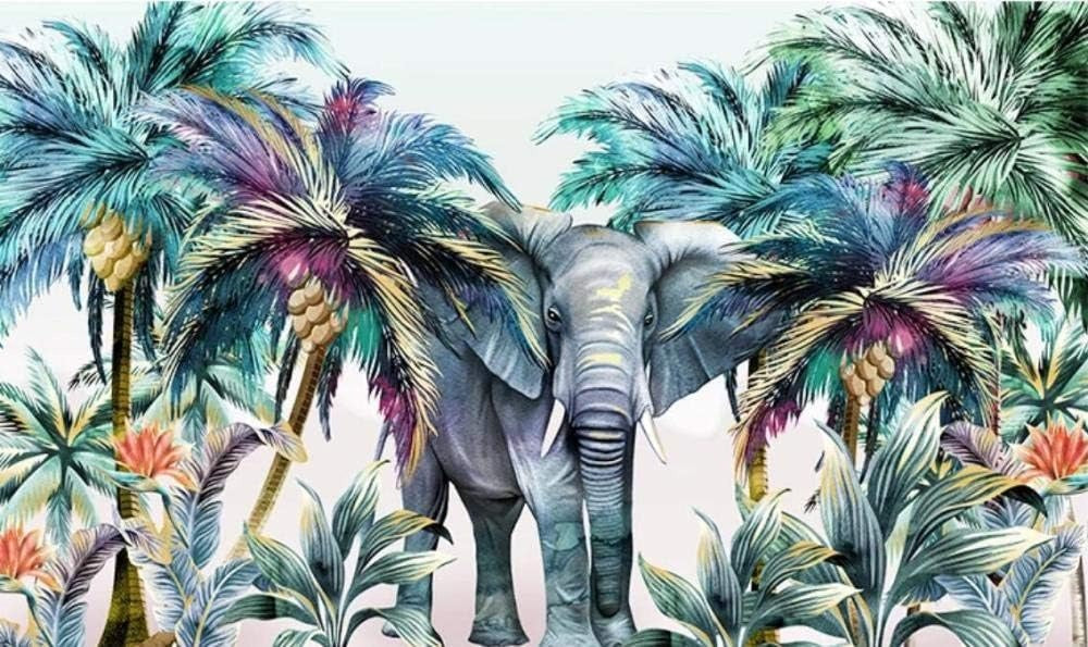 Tropical elephant with palm trees design file showing vibrant colors and detailed pattern