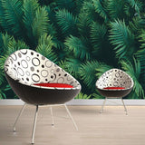 Botanical fern wallpaper transforming a home office into a forest retreat