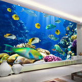 Coral reef fish mural adding color to a home office setting