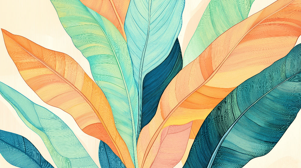 Watercolor tropical leaf wallpaper design file showing detailed botanical pattern