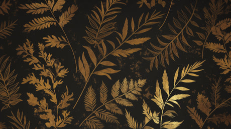 Elegant black and gold tropical foliage design file showing detailed botanical pattern