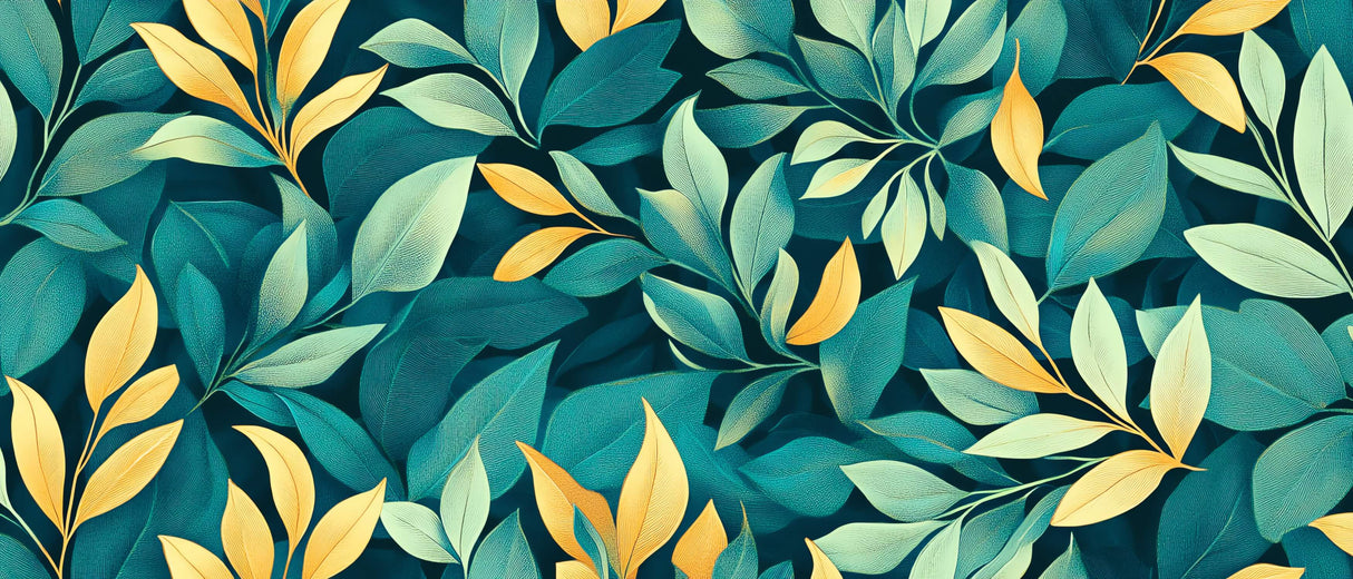 Tropical leaf pattern design file showing detailed green and gold foliage arrangement
