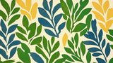 Tropical leaf wallpaper design file showing modern abstract pattern in green, teal and yellow