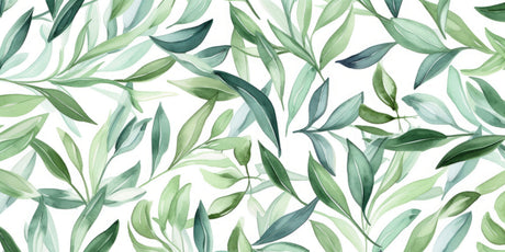 Watercolor green leaves design file showing intricate botanical pattern details