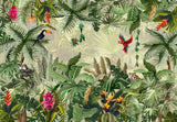 Tropical jungle wallpaper design file showing detailed birds and exotic flowers pattern