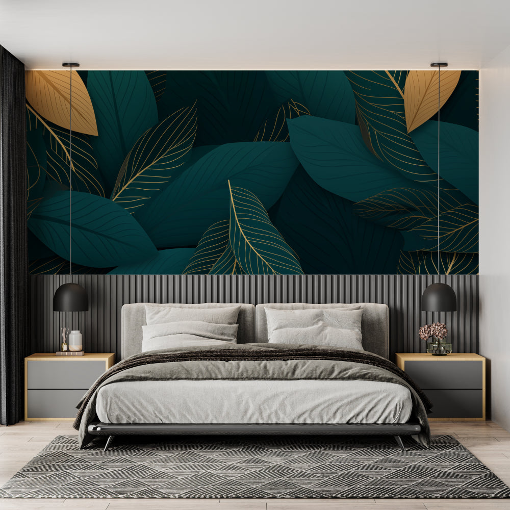 Luxury tropical leaf wallpaper featured in dining room