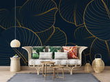 Botanical wall mural transforming a home office with tropical elegance