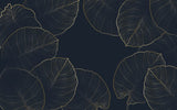 Tropical leaf pattern design file showing detailed gold veining on navy background
