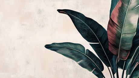 Large scale tropical leaves design file showing detailed botanical pattern in green and terracotta