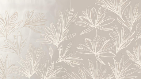 Design file of tropical leaves line art pattern on beige background