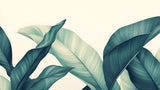 Design file of tropical leaves pattern showing detailed teal palm fronds on cream background