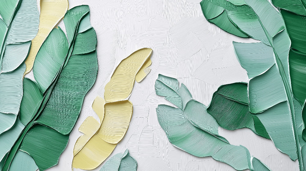 3D Banana Leaf wallpaper design file showing detailed tropical pattern and texture