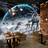 Botanical wall mural in restaurant showing textural details
