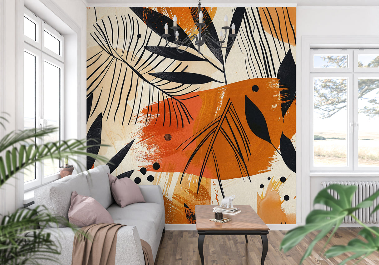 Bold tropical wallpaper adding energy to an entrance hall