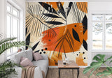 Bold tropical wallpaper adding energy to an entrance hall