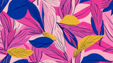 Abstract pink and blue tropical foliage design file showing the complete pattern