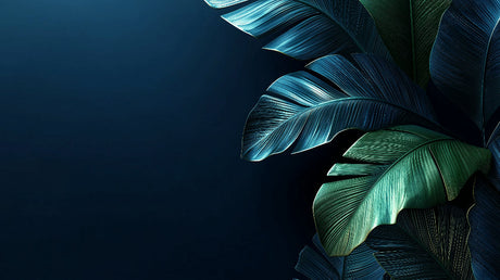 Dark tropical banana leaf wallpaper design file showing intricate leaf patterns and rich color details