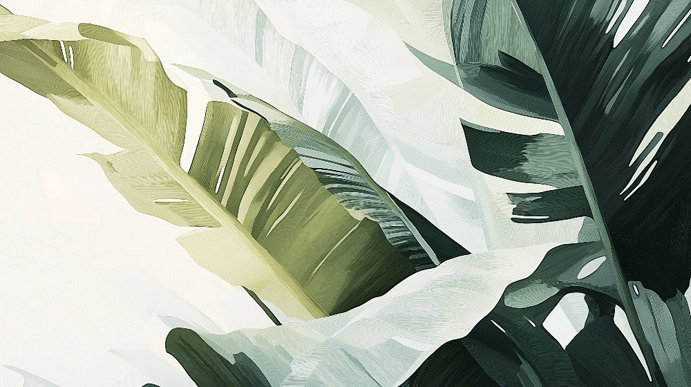 Banana leaf wallpaper design file showing detailed green gradient pattern on white background