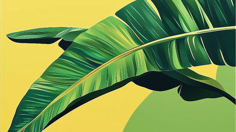 Banana leaf design file showing detailed tropical pattern on yellow background