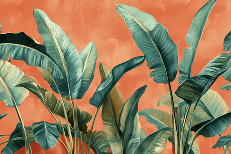 Design file showing detailed banana leaves pattern on terracotta background
