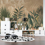 Green and beige palm leaf pattern bringing life to an entrance hall