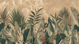 Tropical leaf wallpaper design file showing detailed palm fronds pattern on beige background